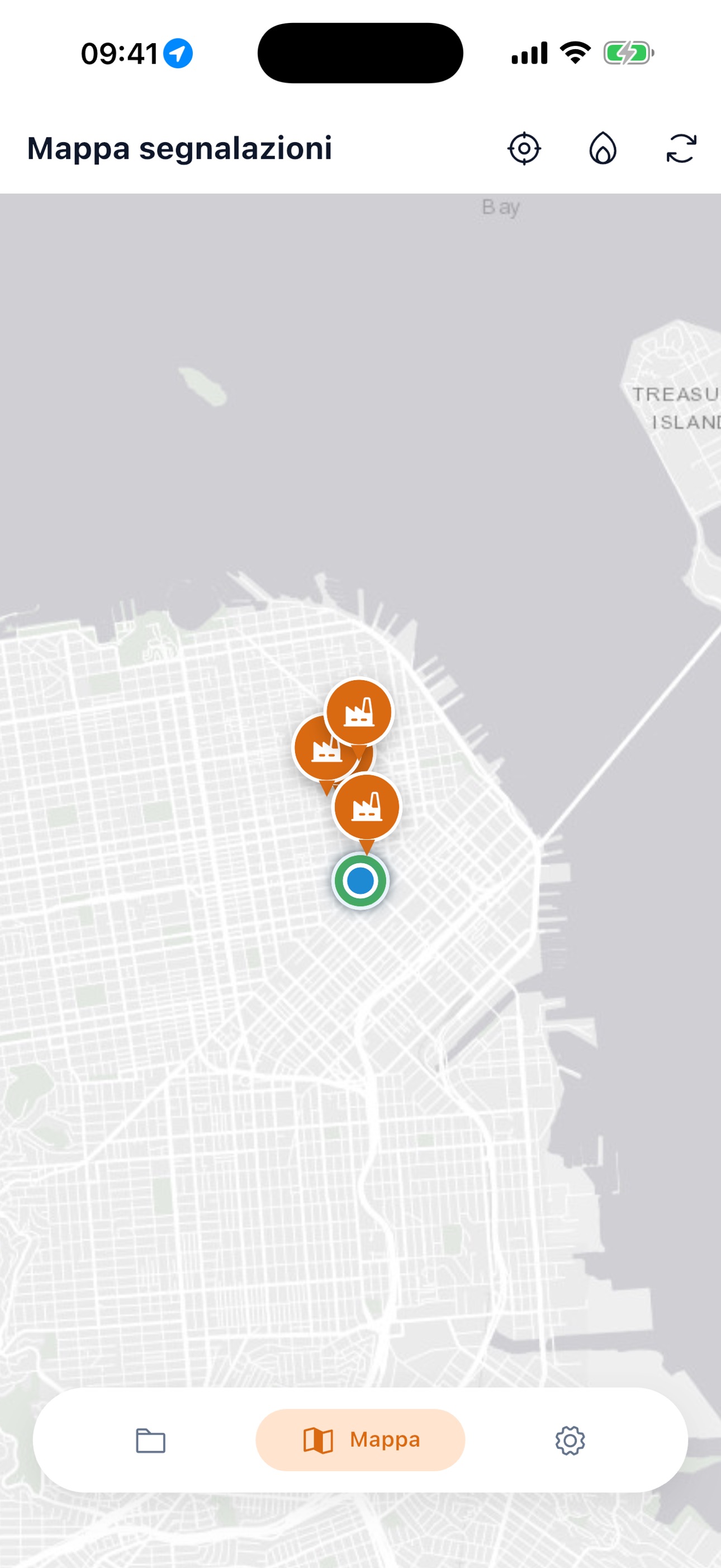 App ecomaps: mappa delle segnalazioni con sorgenti geolocalizzate